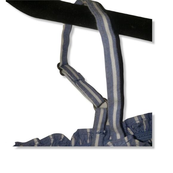 EUC, Chambray Off the Shoulder Embroidery Striped top sz Small - Picture 8 of 10